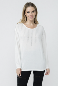 Long Sleeve Knitted Top w Stones