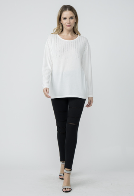 Long Sleeve Knitted Top w Stones