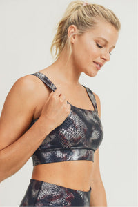 Multicolor Foil Snake Print Classic Sports Bra