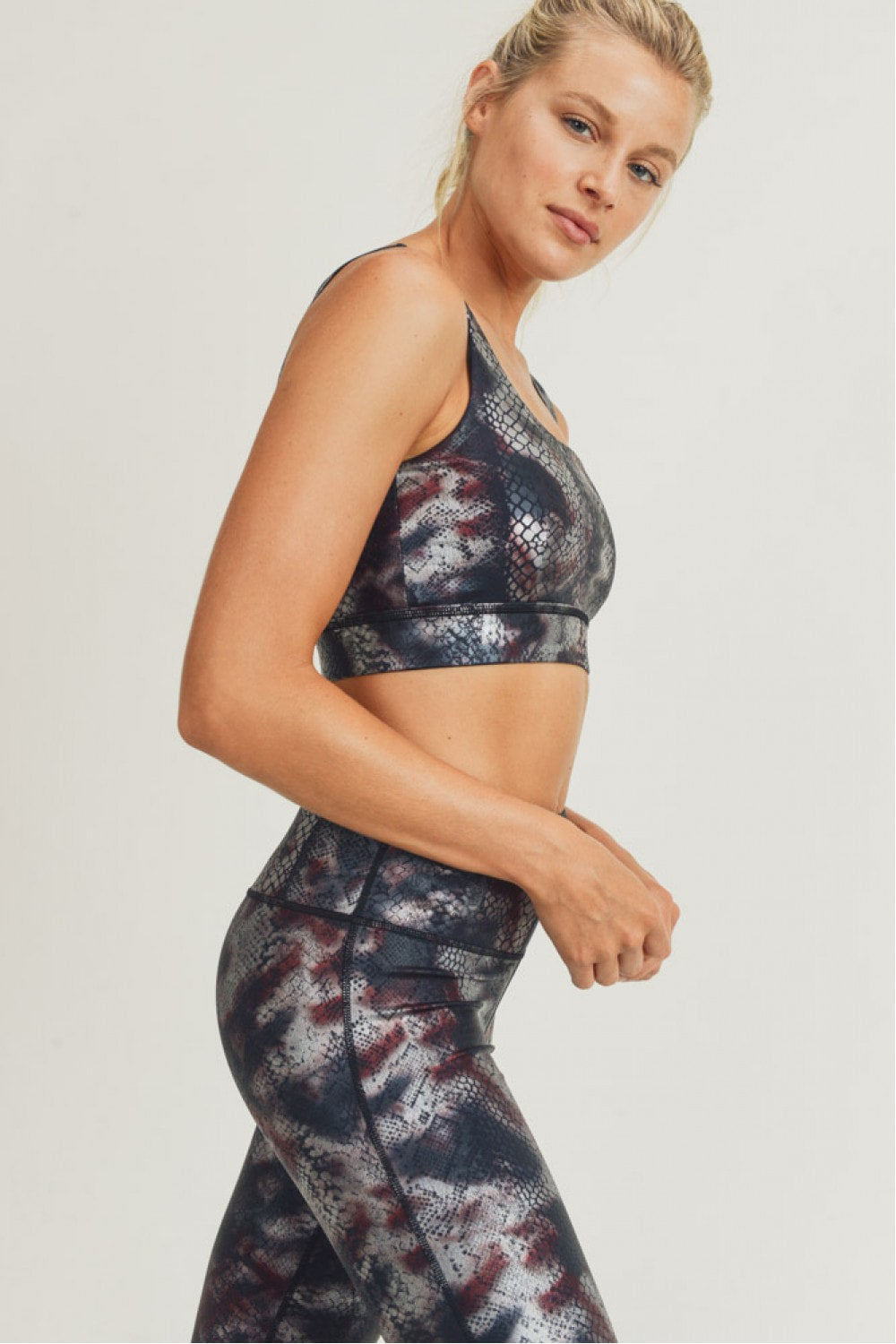 Multicolor Foil Snake Print Classic Sports Bra