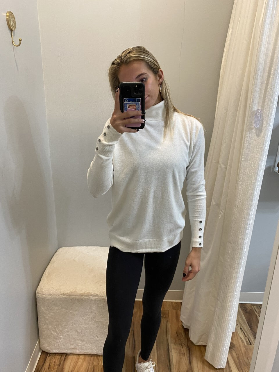 Basic Turtle Neck Sweater w Cuff Buttons