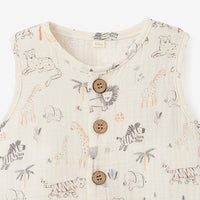 Safari Print Muslin Button Down Shortall