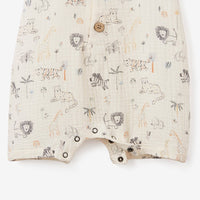 Safari Print Muslin Button Down Shortall