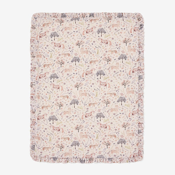 Floral Print Muslin Baby Blanket w/ Fur Back