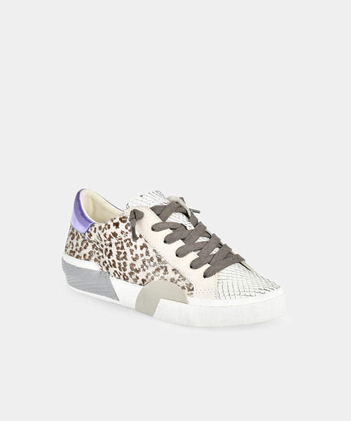 Zina Sneakers in White Leopard Calf Hair