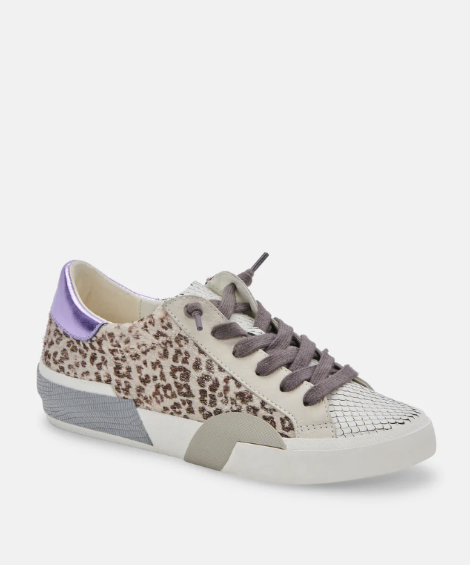 Zina Sneakers in White Leopard Calf Hair