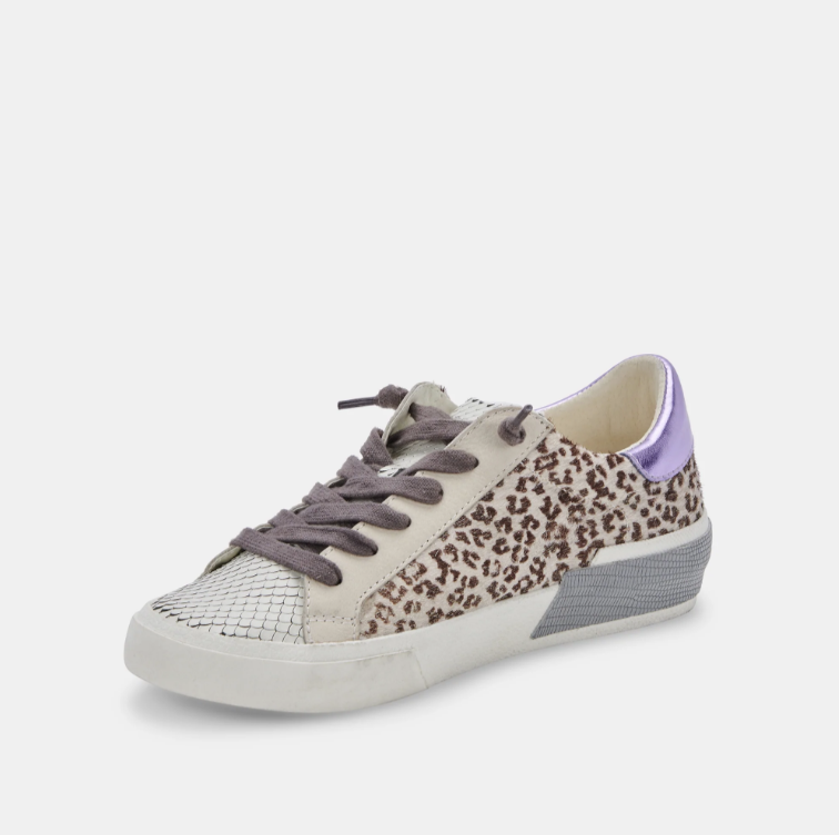 Zina Sneakers in White Leopard Calf Hair