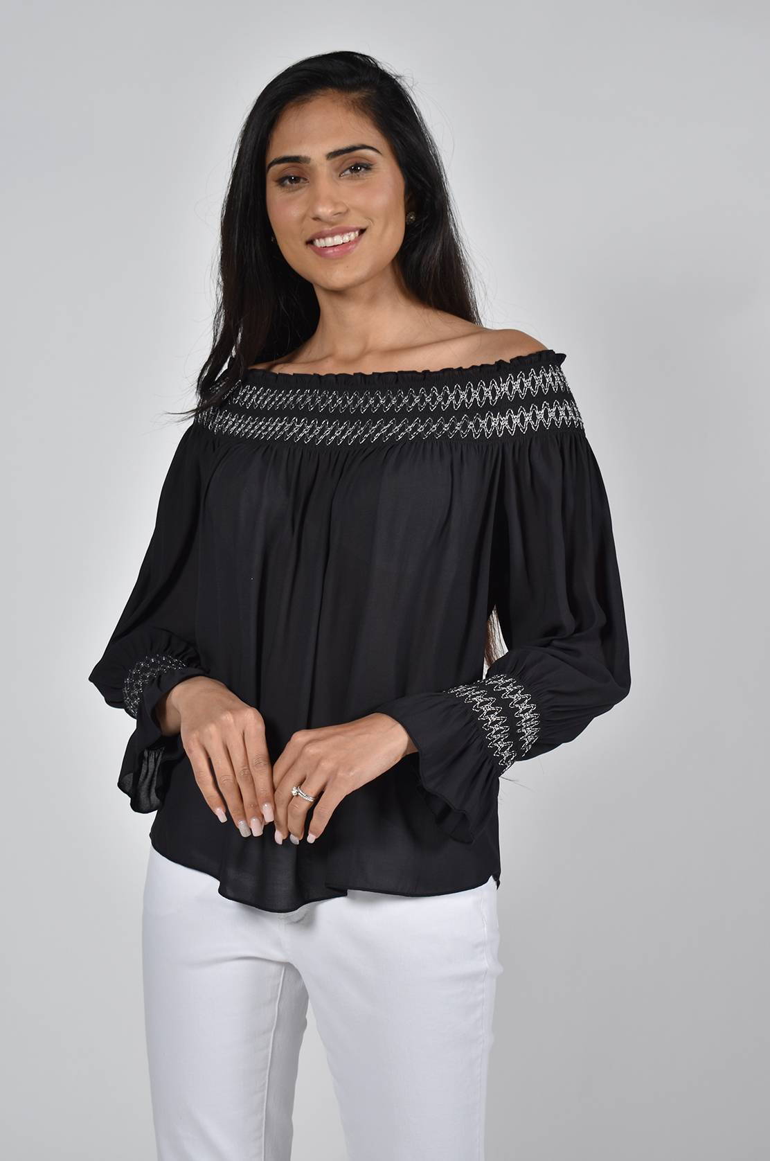 Black & Silver Woven Top