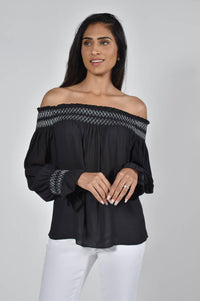 Black & Silver Woven Top