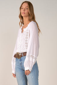 White Ruffle Long Sleeve Top