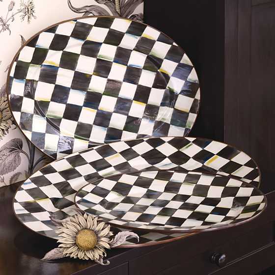 Courtly Check Enamel Oval Platter - Medium