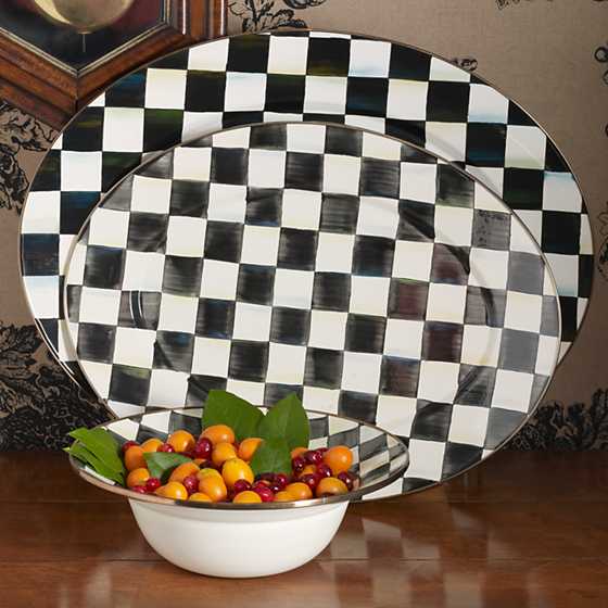 Courtly Check Enamel Oval Platter - Medium