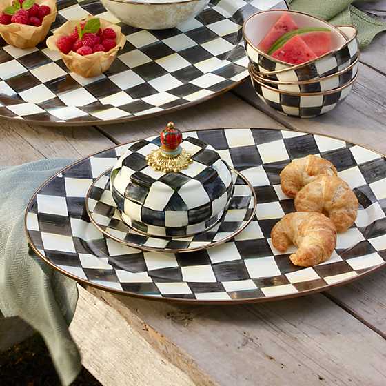 Courtly Check Enamel Oval Platter - Medium