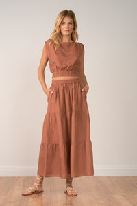 Clay Tiered Maxi Skirt