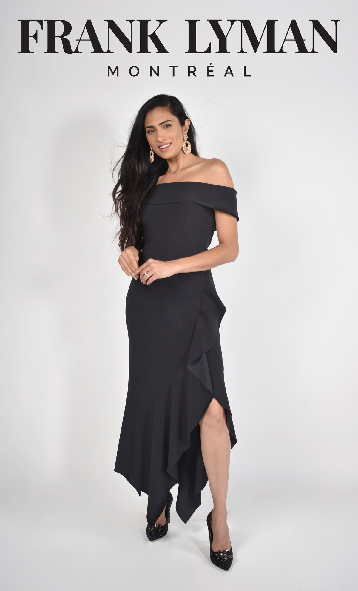 Off-Shoulder Black Knit Dress