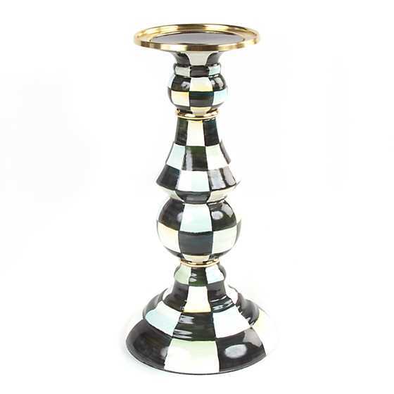 Courtly Check Enamel Pillar Candlestick - Large