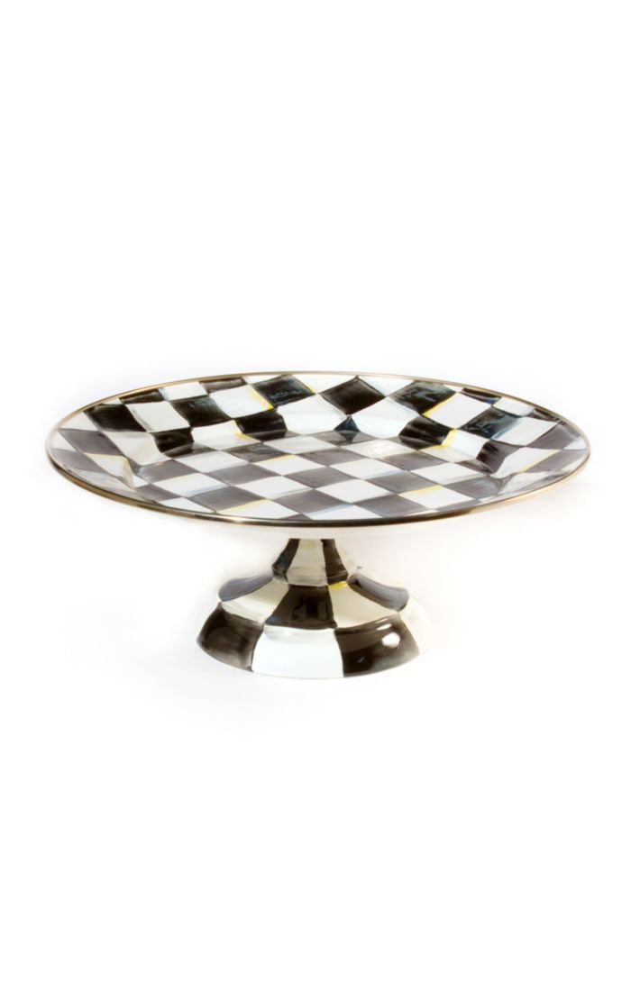 Courtly Check Enamel Pedestal Platter - Small