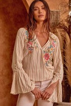 IvoryRust Striped Blouse